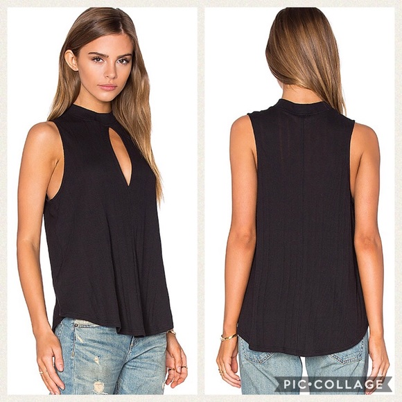 Free People Tops - HP! Free People black Faye ribbed keyhole tank